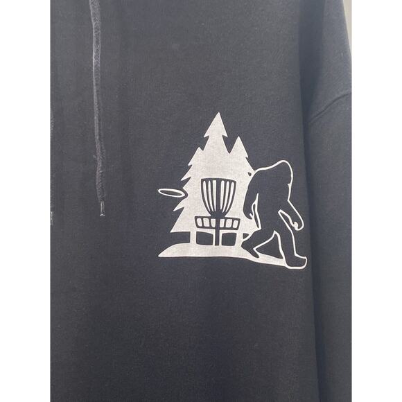 Disc Golf Basket TREES Disc Golf Sasquatch Pullover Hoodie MED Sweatshirt BLACK - Picture 4 of 8
